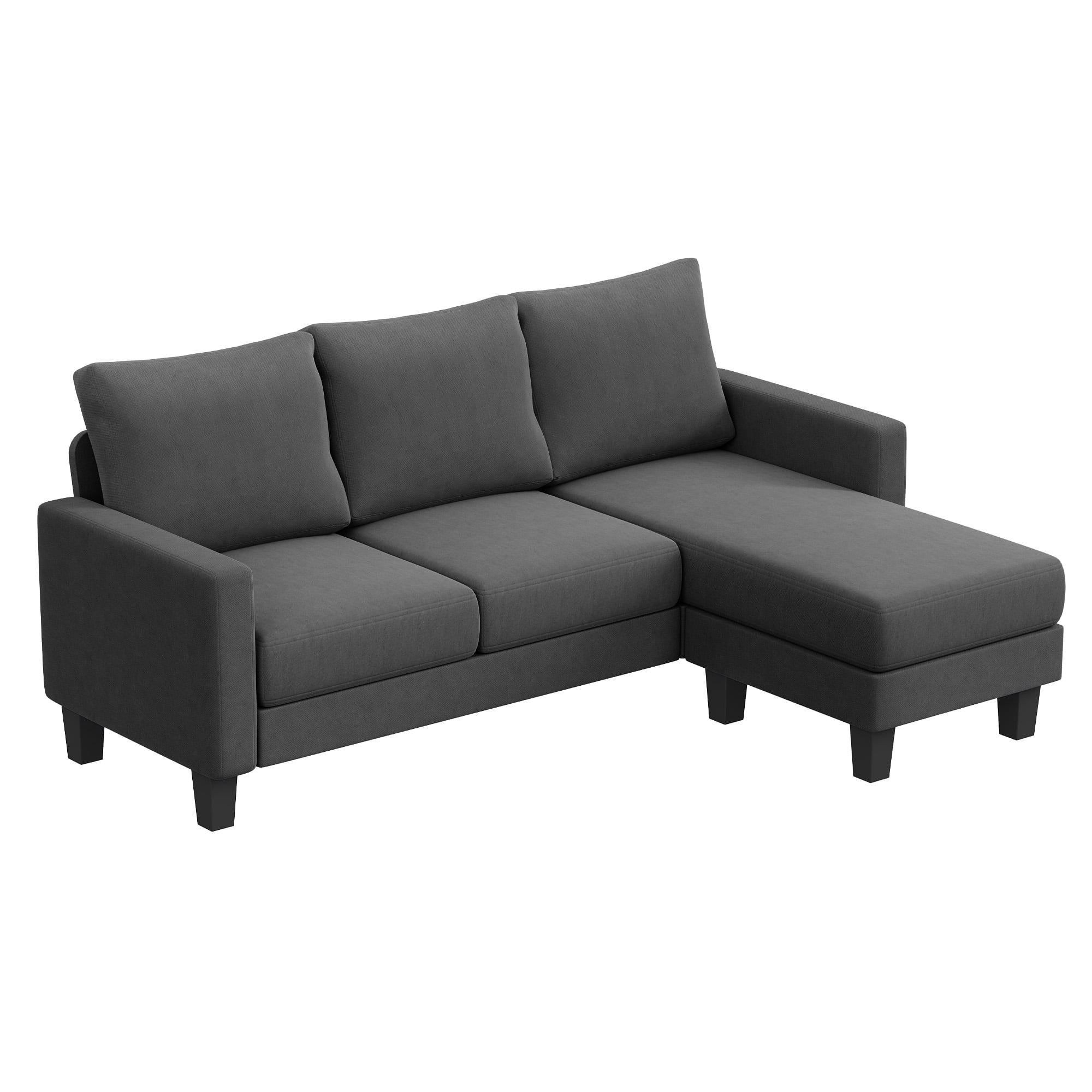Homall Convertible Sectional Sofa Couch, Modern Linen Fabric L-Shaped Couch 3-Seat Sofa Sectional with Reversible Chaise for Small Living Room, Apartment and Small Space, New Dark Gray