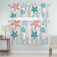 thumbnail image 5 of Summer Ocean Curtain Valances Set Navy Blue and Red Coral Starfish Seashells Kitchen Curtains 36&nbsp;inch Length Rod Pocket Valance and Tiers 3 Piece Set Small Bedroom Bathroom Laundry Decor, 5 of 9