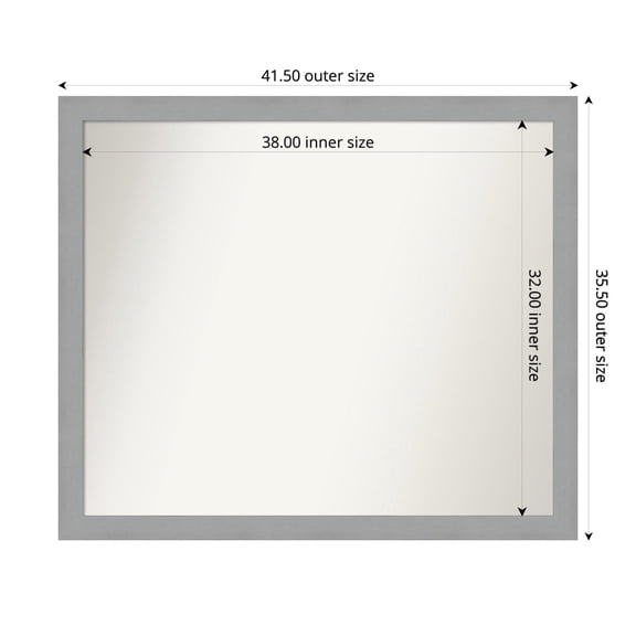 Amanti Art Custom Wall and Bathroom Mirror (35.5 x 41.5 in.), Brushed Nickel Frame