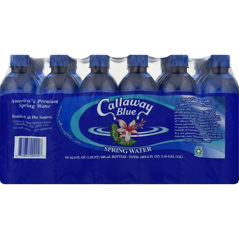 CALLLAWAY BLUE Spring Water - 0.5 Liter Bottles (Pack Of 24) | Natural Mountain Spring Water
