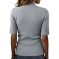 thumbnail image 4 of Women's Short Sleeve Sweater Vest Mock Turtle Neck Lightweight Pullover Tank Tops Casual Trendy Slim Fitted Blouse 2026 Light Gray S, 4 of 4