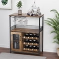 thumbnail image 1 of Wine Bar Cabinet with Wine Rack and Glass Holder, Modern Wine Cabinet with Mesh Door, Industrial Sideboard Buffet Cabinet for Home Bar, 1 of 9