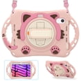 thumbnail image 1 of Kids Case for iPad Mini 6, Cute Cat Design Heavy Duty Rugged Case with Kickstand Handstrap Shoulder Strap Pencil Holder Shockproof Case For iPad mini (6th Generation),Purple, 1 of 7
