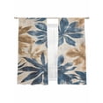 thumbnail image 2 of Navy Blue Brown Semi Sheer Curtains 72 Inch Length 2 Panels Set, Tropical Botanical Palm Leaves Vintage Sheer Kitchen Curtain Privacy Voile Window Curtain for Living Room Bedroom Rod Pocket Drapes, 2 of 7