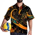 thumbnail image 4 of Note Men's Button Down Spread Collar Casual Printed Short Sleeve Summer Beach Unisex Shirts, 4 of 6