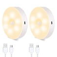 thumbnail image 1 of Luz de noche LED con detector de movimiento | Lámpara de noche recargable por USB con imán para dormitorio, escalera, garaje, armario | Blanco cálido | 2 piezas, 1 of 6