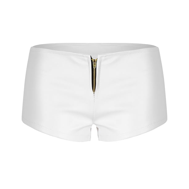 Women Sexy Nightclub Dance Shorts Low Waist Shiny Faux Leather Shorts Sexy Slim Pole Dance Clubwear Hot Mini Shorts LeggingsS Gong Bohan LED
