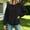 Black, variant on 2026 Summer Women's Crew Neck Knit Oversized Sweatshirt, Drop Shoulder Bubble Long Sleeve Solid Loose Pullover Top with Front Kangaroo Pocket for Lounge Workout Daily Layering