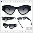 thumbnail image 2 of Womens Thick Temple Mod Cat Eye Plastic Fashion Sunglasses Black Silver - Smoke, 2 of 5