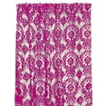 thumbnail image 2 of Flocking Damask Taffeta Window Curtain 56 Inch Wide Fuchsia on White, 2 of 3