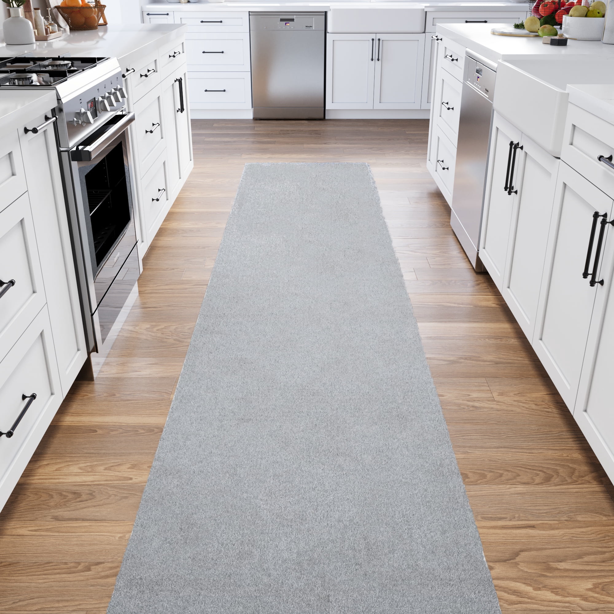 Ottomanson Plush Hallway Runner Rug 2'7" x 13' – Soft Non-Slip Indoor Runner, Gray