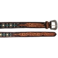 thumbnail image 3 of 40  Western 1-1/2" Wide Floral Tooled Beaded Full-Grain Leather Belt 26RS39 26RS39, 3 of 3