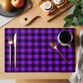 thumbnail image 2 of Black Purple Plaid Placemats Set of 8, Farmhouse Simple Buffalo Checked Placemats for Dining Table, Place Mats for Kitchen Tabletop, Waterproof Wipeable Dining Table Mats Set, 2 of 9