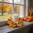 thumbnail image 5 of Artificial Maple Leaf Candle Holder Set, Fall Wreath Centerpiece For Table, Thanksgiving Party, Or Halloween Decoration, 5 of 6