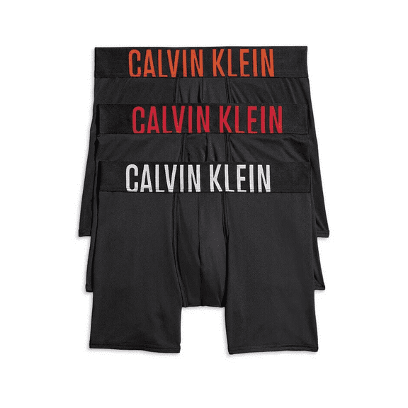 Calvin Klein Men's Intense Power Cotton Stretch 3-Pack Boxer Brief, Black, XS