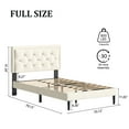 thumbnail image 3 of VIPLOV Full Size Platform Bed Frame with Upholstered Velvet Button Tufted Headboard, Mattress Foundation with Wooden Slat Support, No Box Spring Needed, Easy Assembly, Noise Free, Beige, 3 of 7