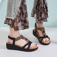 thumbnail image 2 of Platform Wedge Sandals for Women 2025 Summer Bohemia Ethnic Comfortable Beach Low Heels Dress Sandals, 2 of 6