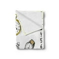 thumbnail image 2 of Hipster Soft Flannel Fleece Throw Blanket, Assortment of Vintage Watchesd Doodled Clocks Hand Drawn Illustration, Cozy Plush for Indoor and Outdoor Use, 60" x 80", White and Black, by Ambesonne, 2 of 5