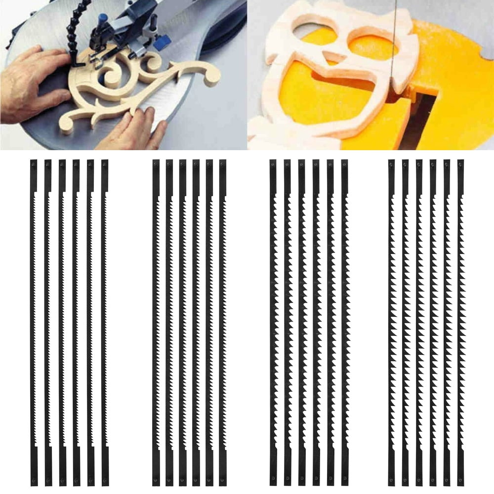 Everso 24Pcs Carbon Steel Scroll Saw Blade,High Toughness Fine Cut Craft Strong Hardness Fretsaw