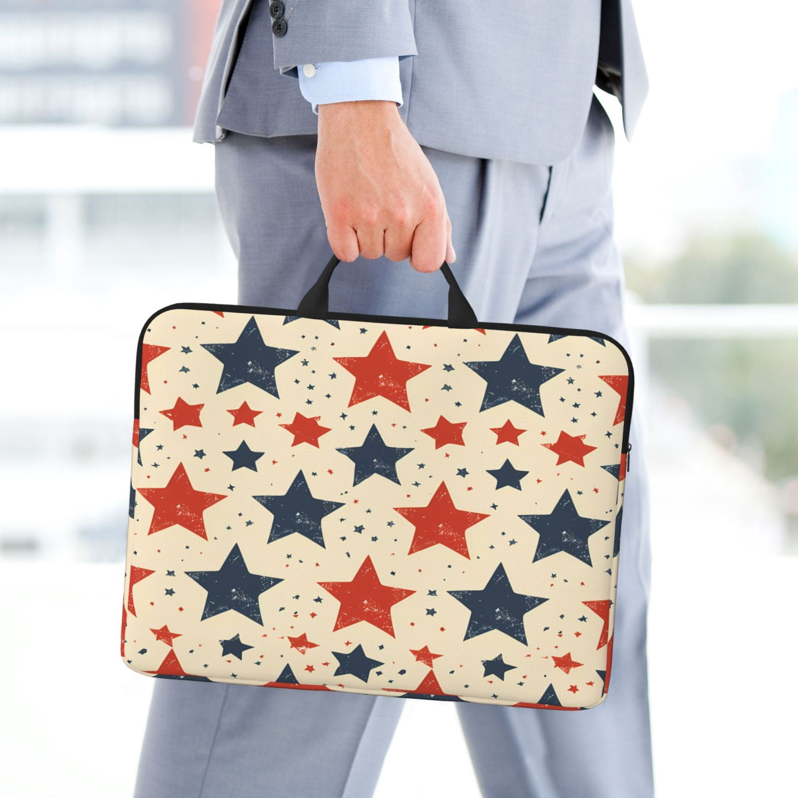 Laptop Sleeve Bag For Women Men 14inch Waterproof Durable Protective Computer Carrying Cover Handle Laptop Case Bag Independence Day Theme Elements Star (8)