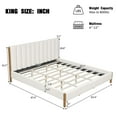 thumbnail image 5 of Generic King Size Bed Frame with Boucle Upholstered Thick Headboard, Solid Wooden Legs, White, 5 of 8