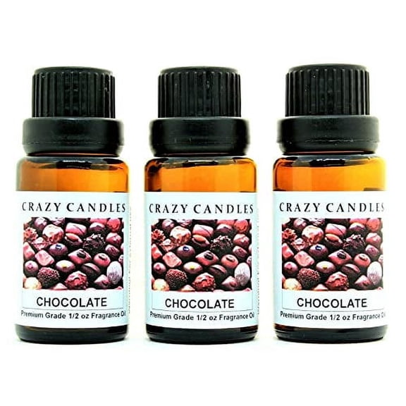 Crazy Candles Chocolate 3 Bottles 1/2 FL Oz Each (15ml) Premium Grade Scented Fragrance Oil