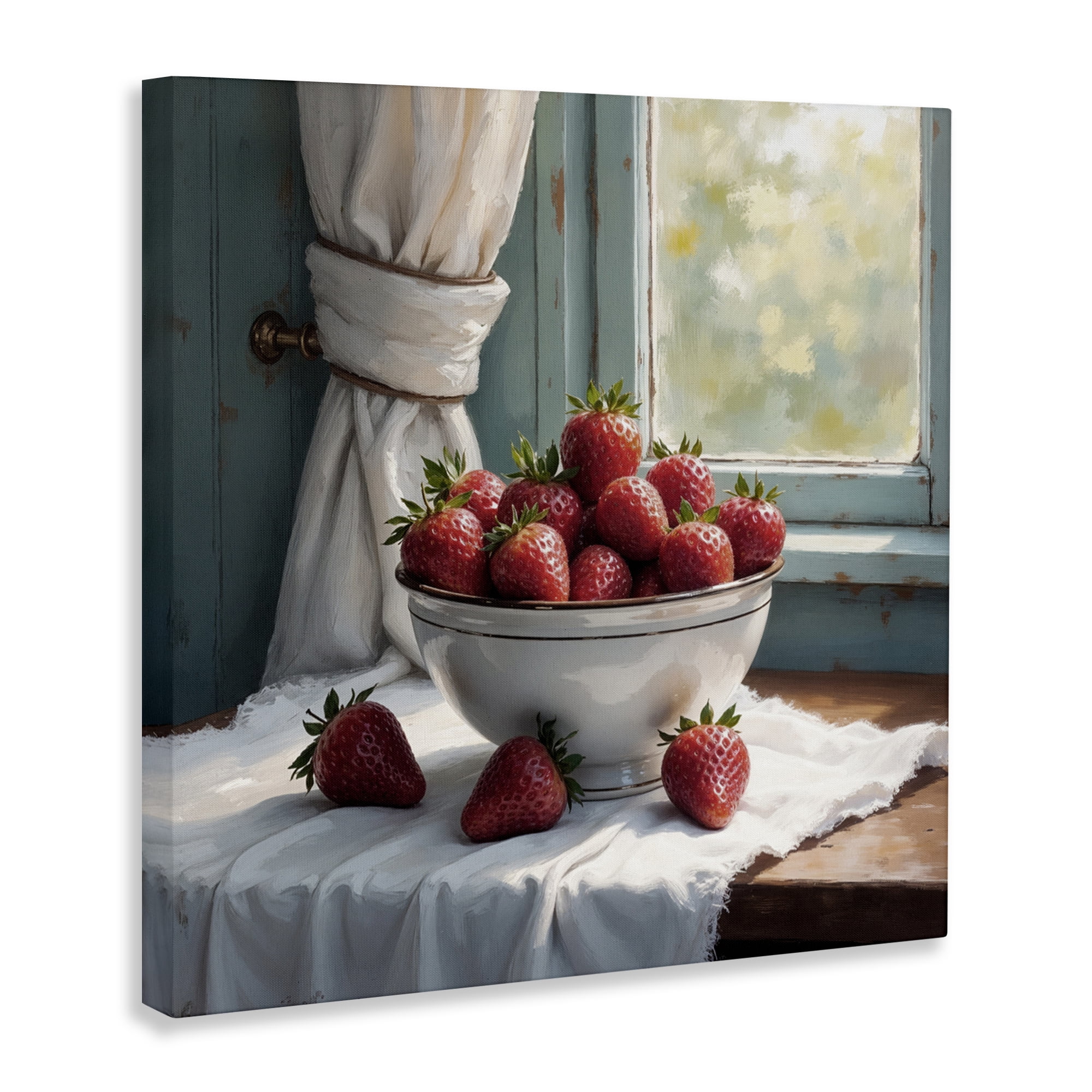 Strawberry Harvest in Window Canvas Wall Art, design by Lettered and Lined