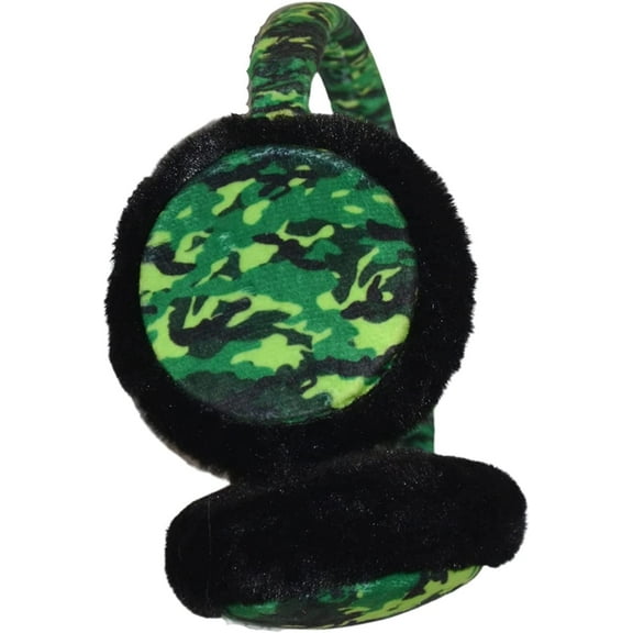 Camo Ear Muffs Neon Green for Men and Women, Fuzzy Adult Earmuffs, Adjustable Winter Ear Warmer Headband