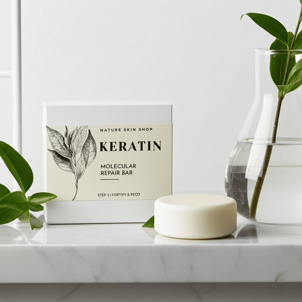 Nature Skin Shop Keratin Smoothing Conditioner Bar, Strengthens Appearance of Dry & Damaged-Looking Hair, Tames Frizz, Sulfate-Free, 4 Ounces