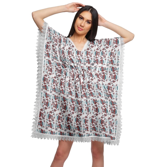 Moomaya Sortie de Plage Imprimé Kimono Caftan Kaftan Cache-Maillot pour Femmes