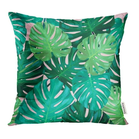 pillow monstera foliage throw tropical palm watercolor leaf leaves covers inch tree case modern summer usart arhome 16x16 dialog displays
