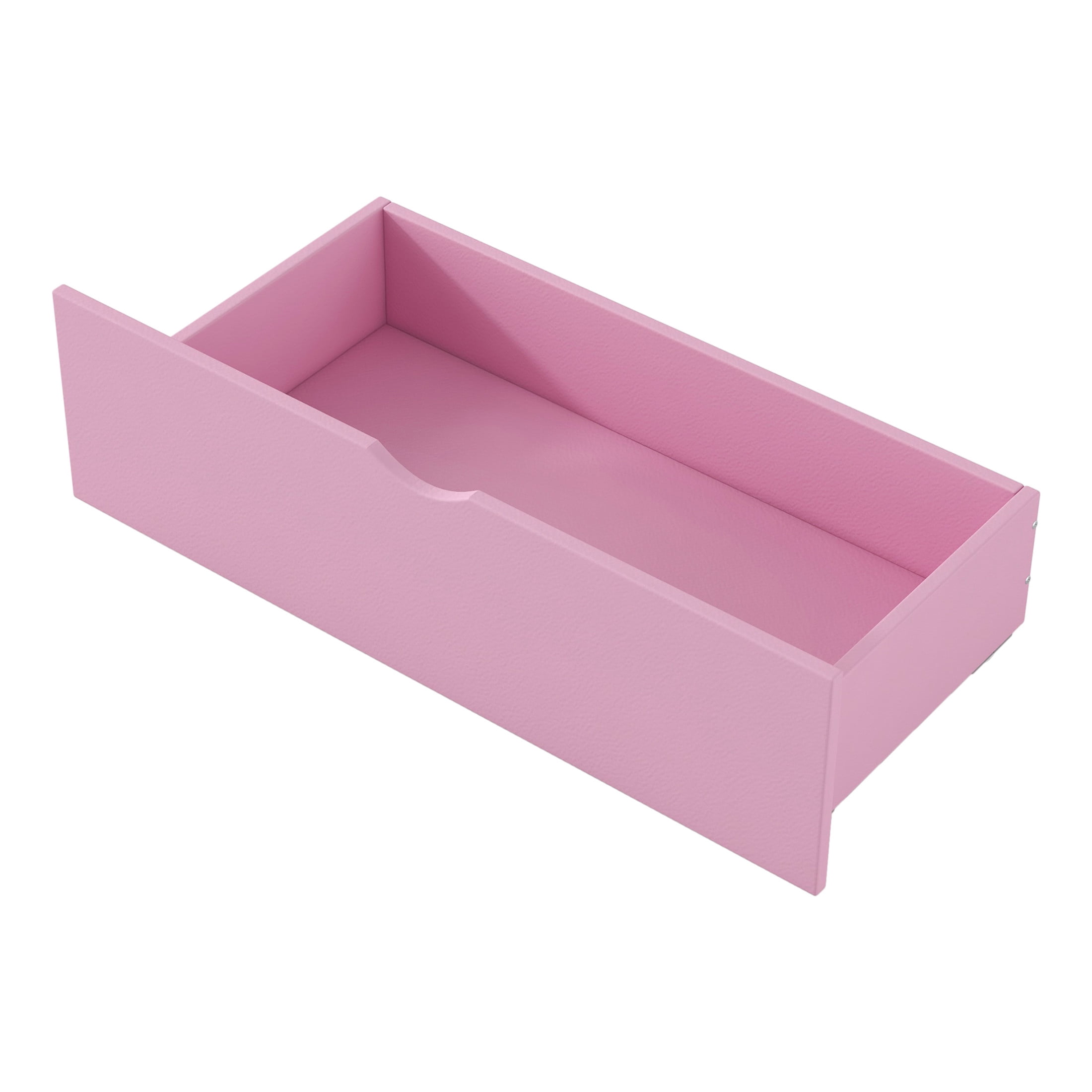 Noble House Wood Twin Platform Bed, Semi-Enclosed Fence Guardrail Bed with Storage Drawers, Solid Pine Wood, Pink