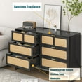thumbnail image 7 of Rattan Dresser for Bedroom, Wooden Dresser Chest of Drawers, 6 Drawer Wide Dresser, 7 of 7