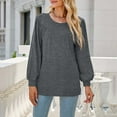 thumbnail image 5 of Diufon Womens Square Neck Blouse Long Sleeved Cuffs Tunic Shirt Solid Color Ruched Slim Top, 5 of 7