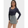 thumbnail image 6 of Women's Shirts Long Sleeve Casual Fall Top Button Ribbed Knit Basic Blouses, 6 of 6