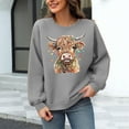 thumbnail image 4 of FAVIPT Women Christmas Knit Pullover Tops Cute Highland Cow Print Waffle Sweatshirt Casual Trendy Long Sleeve Shirts Crew Neck Fall Winter Outfits 2025 Gray,L, 4 of 6