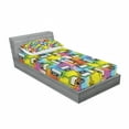 thumbnail image 3 of Ambesonne Colorful Fitted Sheet & Pillow Sham Set, Fun Characters Pattern, Queen, Multicolor, 3 of 3