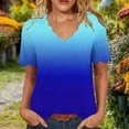 thumbnail image 2 of Ichuanyi Womens Summer Tops Trendy Gradient Color Print Short Sleeve Tshirts Shirts V Neck T Shirts Fashion, 2 of 7