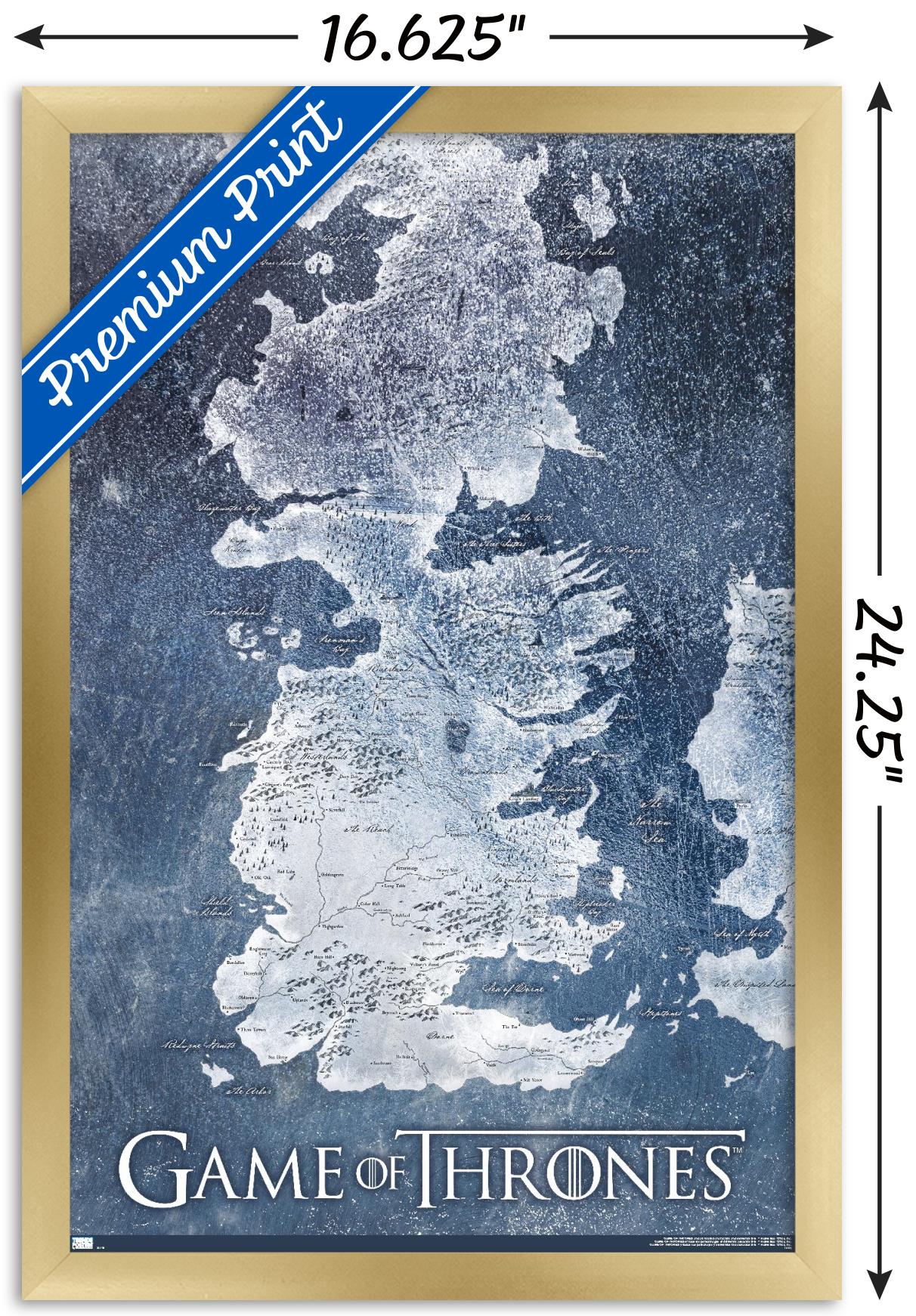 Game of Thrones - Winter Map Wall Poster, 14.725" x 22.375" Framed