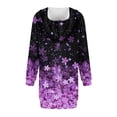 thumbnail image 7 of Women's Long Sleeve Hooded Sweatshirt Dress with Cute Floral Print, Casual Dress with Side Pockets for Fall and Winter, Cozy and Fashionable Retro Style Hoodie Dress,Purple,M, 7 of 7