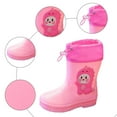 thumbnail image 4 of KPOPLK Kids Toddler Rain Boots Waterproof Easy On Pull-On Handles Lightweight Cute Cartoon Print Non-Slip Sole Outdoor Play Shoes(Pink,10), 4 of 5