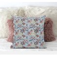 thumbnail image 3 of 16" Sky Blue Red Roses Suede Throw Pillow, 3 of 4