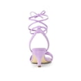 thumbnail image 2 of BLISSFUL STEP Women's Shoes Lace-Up Kitten Heel Open Toe Slingback Sandals Light Purple 6, 2 of 7