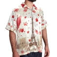 thumbnail image 2 of Eiffel Tower Valentine's Day Men's Short Sleeve Poplin Shirt, Button Down Casual Summer Beach Printed Unisex Shirt, 2 of 6