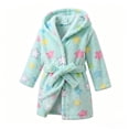 thumbnail image 3 of LYMAYTER Kids Girls Hooded Bathrobe Long sleeve Fleece Robe Girls Soft Cozy With Belt Pajamas for 1-7Y Toddler, 3 of 10
