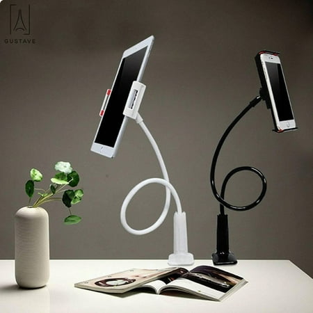 Gustavedesign Gooseneck 360 Flexible Lazy Holder For Desk Adjustable Universal Smartphone Stand With Durable Rubberized Mount Black