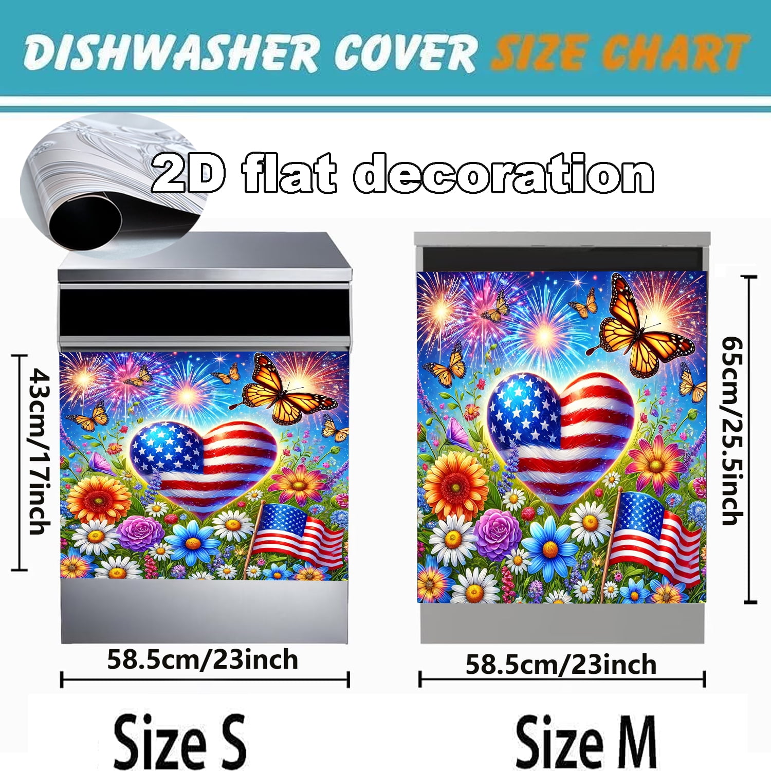 1Pc  American Flag Patriotic Dishwasher Magnet Cover,Dish Washer Door Panel Cover Fridge Appliance Magnet Decal Sheet Kitchen Decor 23x26 inch