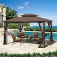 thumbnail image 6 of 10x12 Ft Outdoor Patio Gazebo Replacement Canopy,Double Tiered Gazebo Tent Roof Top Cover Only(Frame Not Include)-Brown, 6 of 6
