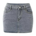 thumbnail image 5 of Women’s Bodycon Denim Short Mini Skirts High Waist Casual Washed Stretchy Jean Skirts with Pockets Polyester Material, 5 of 7