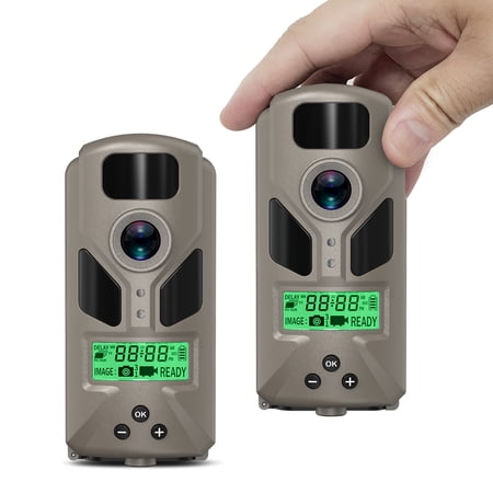 20MP Mini Trail Camera 1080P Hunting Trail Camera with No Glow 940nm Night Vision Motion Activated IP66 Waterproof 80ft Illumination Range Hunting Game Cam for Wildlife Monitoring- Grey-(2 Packs)